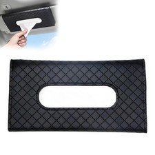 Luxury Diamond Pattern Car Tissue Holder for Visor with Facial Tissues Black