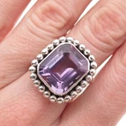 Russell Sam Navajo Old Pawn 925 Sterling Silver Vintage Amethyst Ring Size 6.25