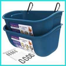 Chicken Feeder Waterer, Hanging or Screw-in Fence Feeders with Clips, 2 Pack ...