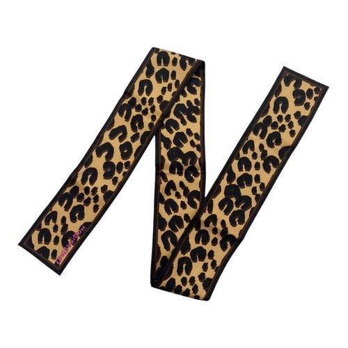 LOUIS VUITTON Bandeau Leopard Silk Scarf M72394 Brown Black 118.5×8cm No Tags