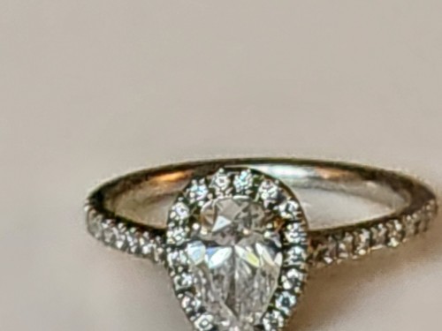 Platinum 950 - 0.76ct E/VS1 Pear Brilliant tdw 1.01ct Lab Grown Diamond Ring M - Picture 13 of 16