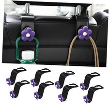 Car Headrest Hooks, Cute Flower Vehicle Seat Organizer Hooks for Purses Purple
