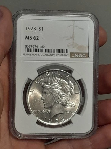 1923 $1 Peace Silver Dollar MS62 NGC