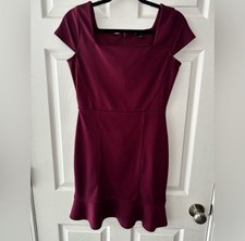 Women’s Banana Republic Maroon Fit And Flare Cap Sleeve Square Neck Dress Size 4