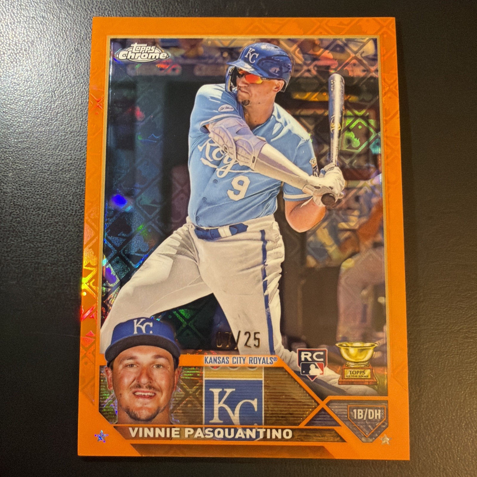 2023 Topps Chrome Logofractor Vinnie Pasquantino orange 7/25 RC ROOKIE ROYALS