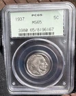 1937 Buffalo Nickel, PCGS MS65, Old Green Holder, OGH