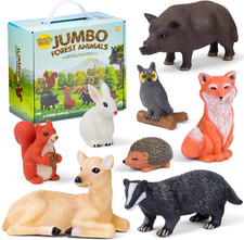 Set of 8 Jumbo Forest Animal Figures - Woodland Animals for Toddlers Age 1-3 - T