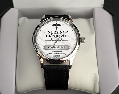 Krankenpflege Abschluss Geschenk Uhr individueller Name 38mm Zifferblatt verpackt Geschenk