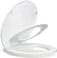 KHE Round Toilet Seat with Built-In Toddler Seat, Soft Close, 16.5 Inch Quick