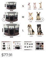 Supawsally Portable Pet Playpen Size Large