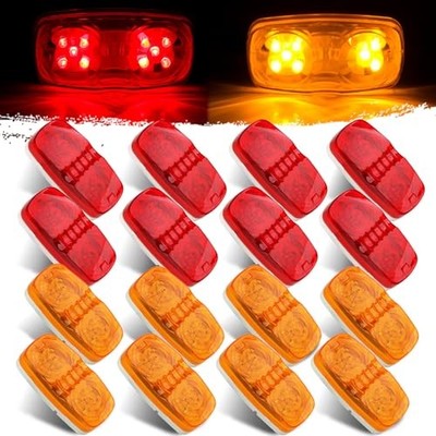 16Pcs 2x4 Inch Double Bullseye Trailer RV Marker LED Light Clearance Lights