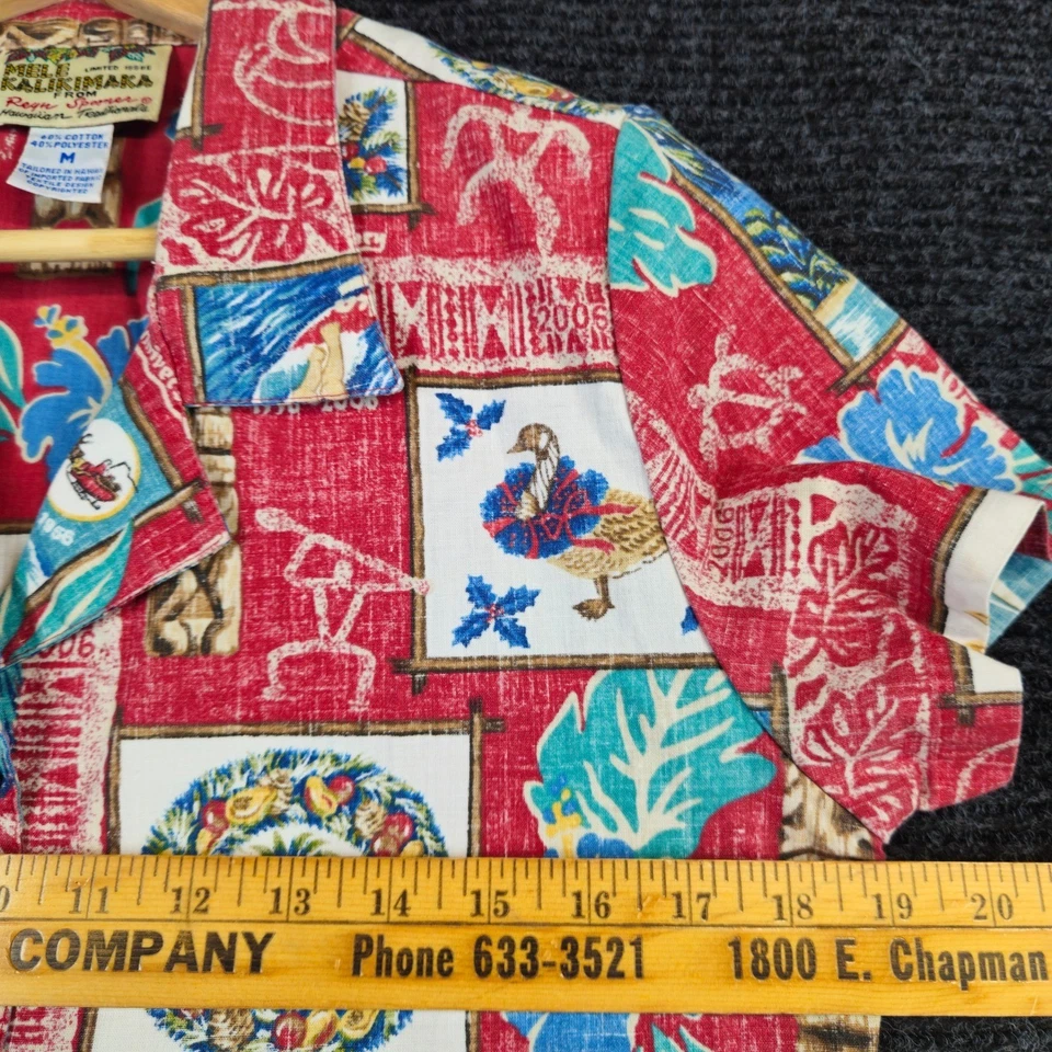 REYN SPOONER гавайская рубашка женщин средний красный Mele Каликимака винтажный Aloha редкая - Изображение 4 из 4