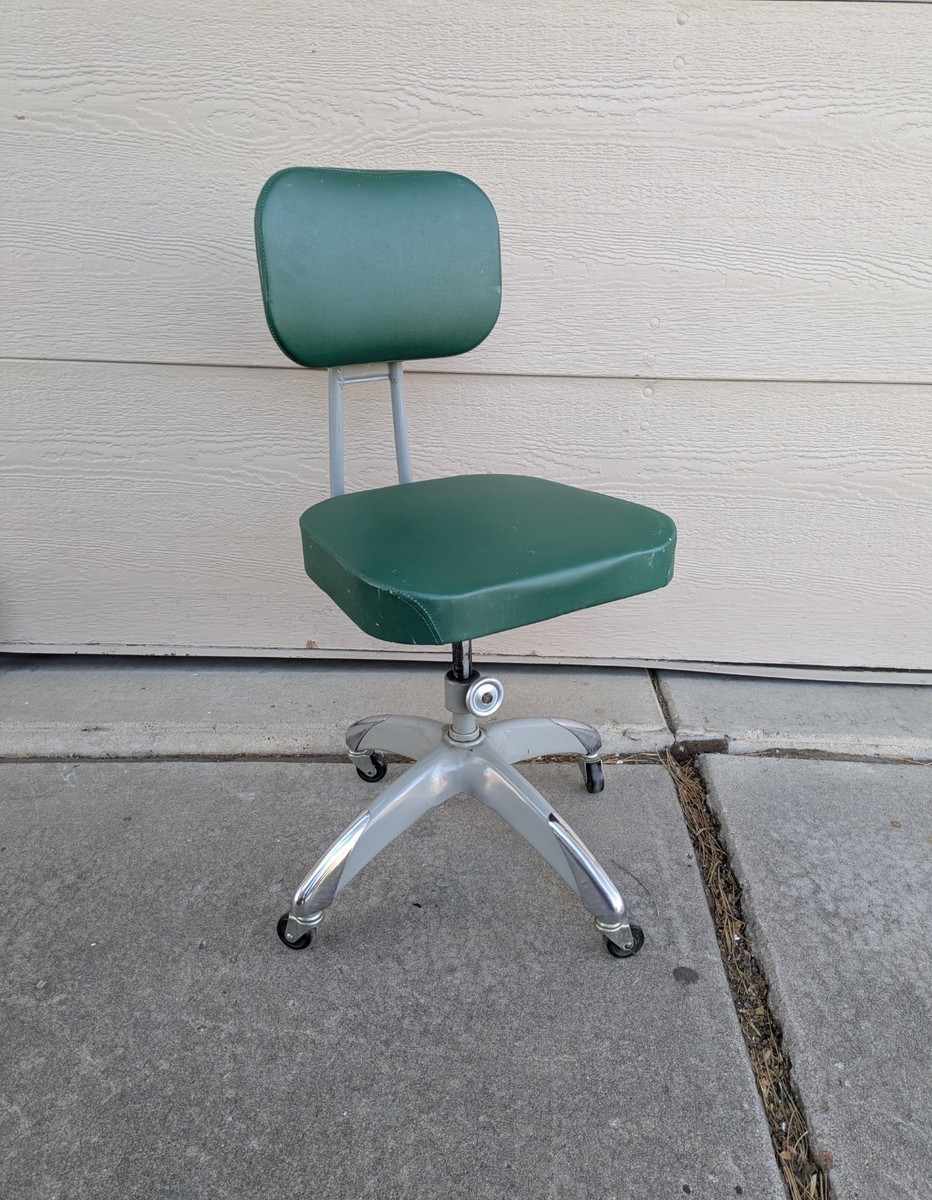 Vintage MCM Industrial Small Green Vinyl Steel Tanker Rolling