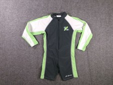 SunBusters Rashguard Swimsuit Kids 6-7 Long Sleeve Zip Short Leg Green Black