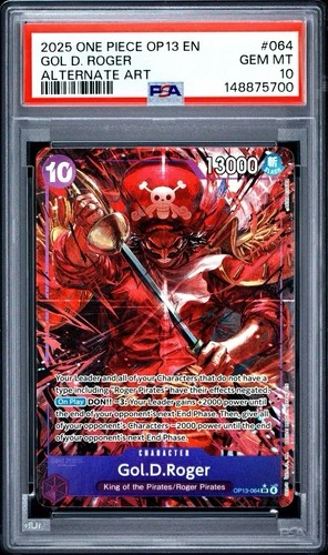 2025 ONE PIECE OP13-CARRYING ON HIS WILL ALTERNATE ART #064 GOL D. ROGER PSA 10
