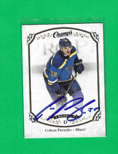 COLTON PARAYKO 2015-16 UD CHAMPS ST. LOUIS BLUES ROOKIE AUTOGRAPH CARD. rookie card picture