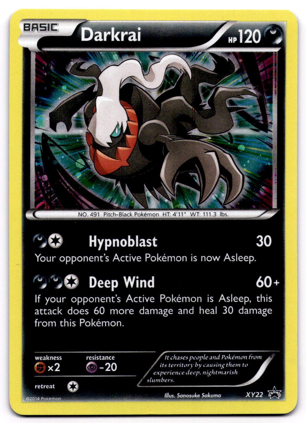 Darkrai XY22 XY Black Star Promo Holo Pokemon Card - NM