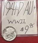 1941-D Mercury Silver Dime (AU+) About Uncirculated+! (WWII ERA) ENN Coins