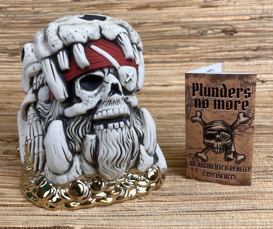 Plunders No More Tiki Mug Tiki Farm Tank Pirate Skull 5.25