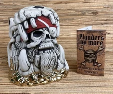 Plunders No More Tiki Mug Tiki Farm Tank Pirate Skull 5.25" Tall 26 Oz New