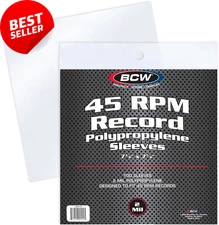 100 Vinyl 45 RPM 7" Record Poly Outer Sleeves 2 Mil New