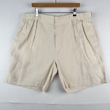 Vintage Polo By Ralph Lauren Linen Silk Shorts Mens 42 Beige Pleated Chino 8"