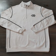 Nike Golf Quarter Zip Pullover Men  s L White Navy Stitching Therma Fit CC Logo