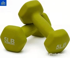 Amazon Basics - Neoprene Dumbbell Set 5 lbs Each (Pack of 2) – Hex Shape