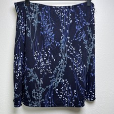 Knapp Studio VTG 90s Whimsigoth Blue Floral Mini Skirt Large Moody Dark Romantic