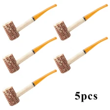 5pcs Corn Cob Pipe Varnished Stem Bit Corncob Tobacco Pipe For New Smoker Start