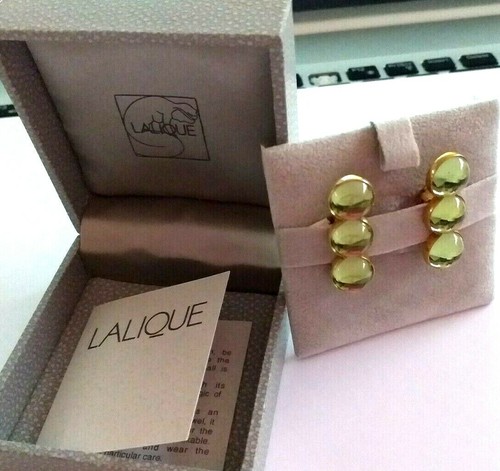 OHRRINGE LALIQUE CLIPON GRÜN TROPFEN 3 RUNDE KRISTALLSTEINE NEUE LINIE! ATEMBERAUBEND - Bild 2 von 6