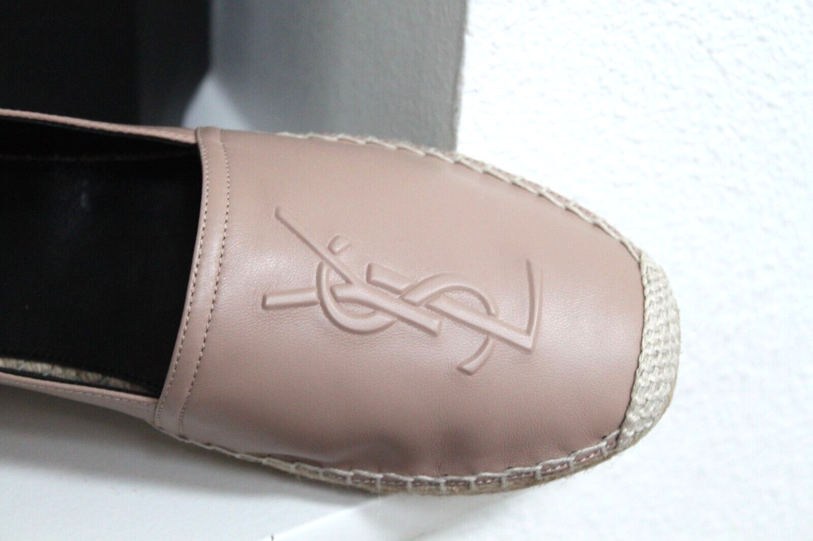 scarpe basse espadrillas in pelle nude con logo Saint Laurent Paris taglia 8 5 39 YSL