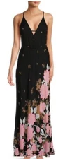 Free People Get To You Floral Maxi Sundress In Black Combo Medium Casual NEW