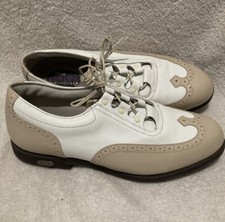 Footjoy Europa Collection Tan White Wingtip Soft Spike Classic Golf Shoes W Sz 9
