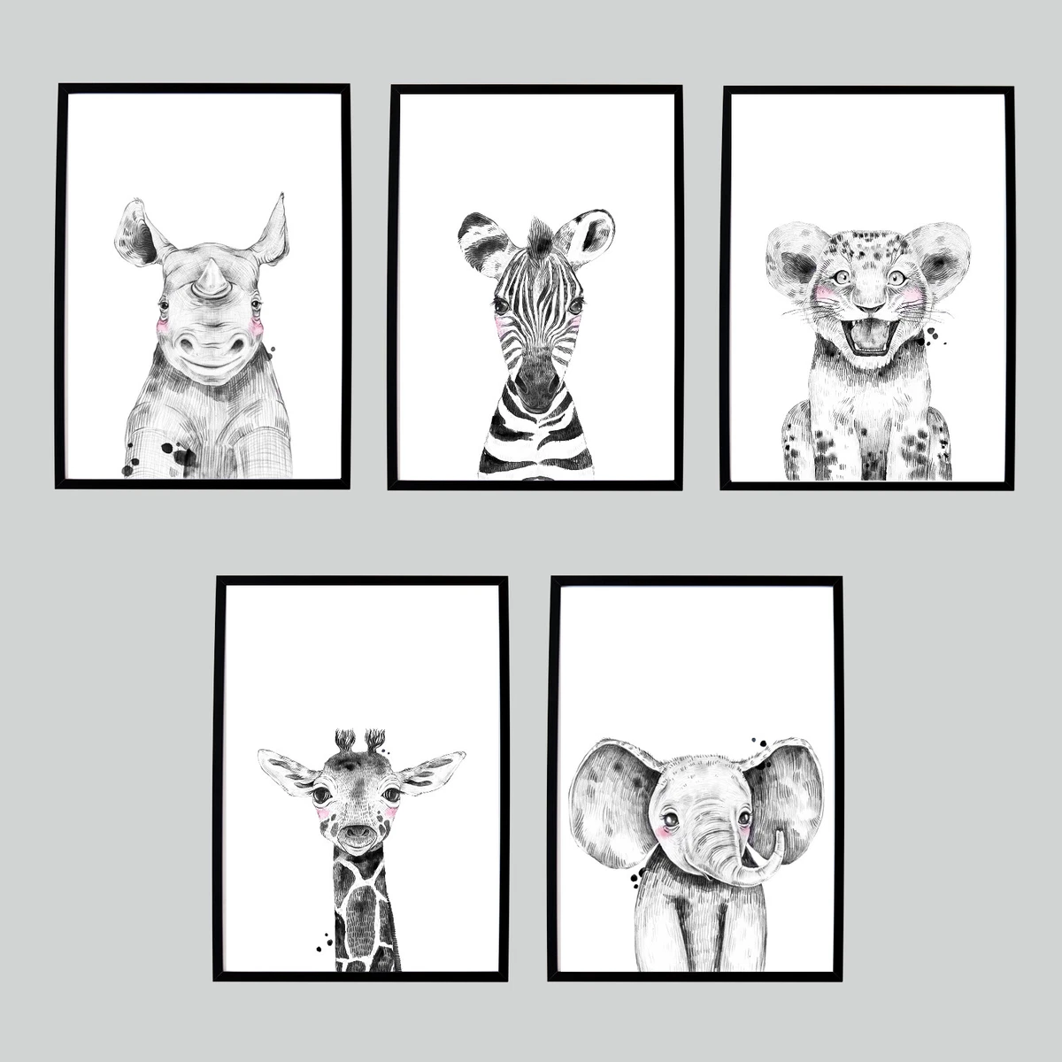 Jungle animal prints for nursery sale