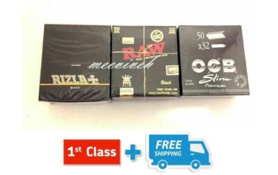 RIZLA KING SIZE, OCB SLIM PREMIUM, RAW KING SIZE SLIM SCHWARZ BLÄTTCHEN *NEU*