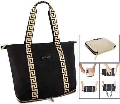 Versace Bag Black Gold Folding Tote Bag Shoulder  Beauty Promo Womens NEW
