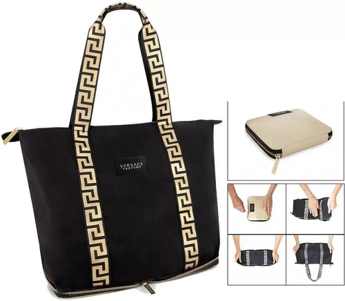 Versace Bag Black Gold Folding Tote Bag Shoulder Beauty Promo Womens NEW - 第 1/20 張圖片