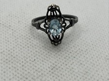 vintage Sterling 925 silver handmade ring with blue topaz size 8