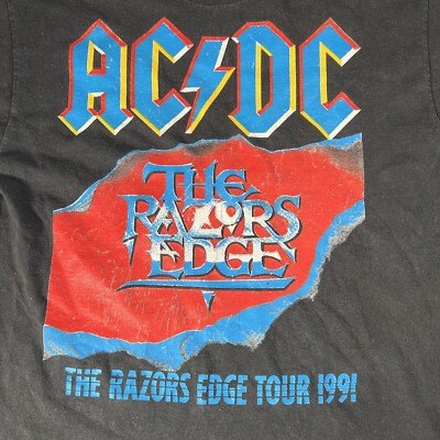 Vintage 1991 AC/DC The Razors Edge Tour T-Shirt Size Large Single