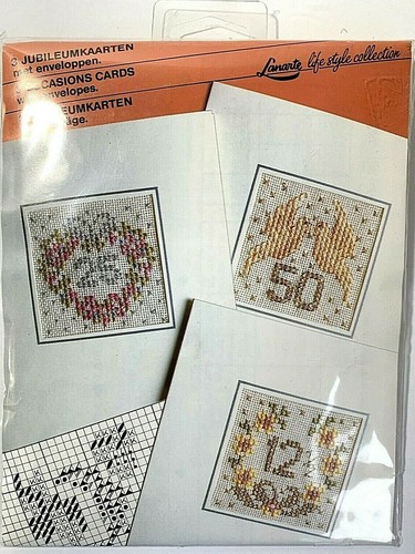Cross Stitch Kit cards with envelopes By Linarte 3 occasions Made in Holland New
