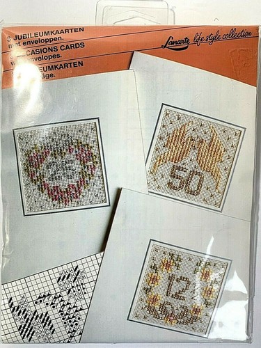 Cross Stitch Kit cards with envelopes By Linarte 3 occasions Made in Holland New - Picture 1 of 5