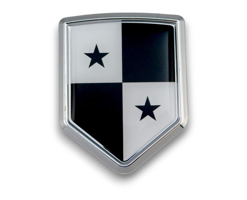 Panama Black and white Flag Car Chrome Shield Emblem Decal 3D Sticker - Foto 2 di 9