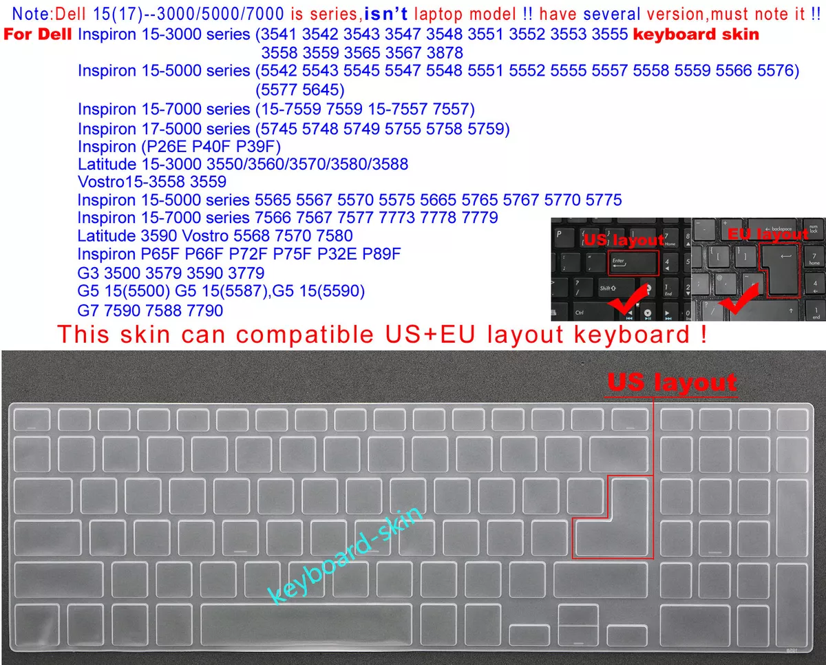 Keyboard Skin Cover for Dell Inspiron 15-3000 3553 3555 3558 3559