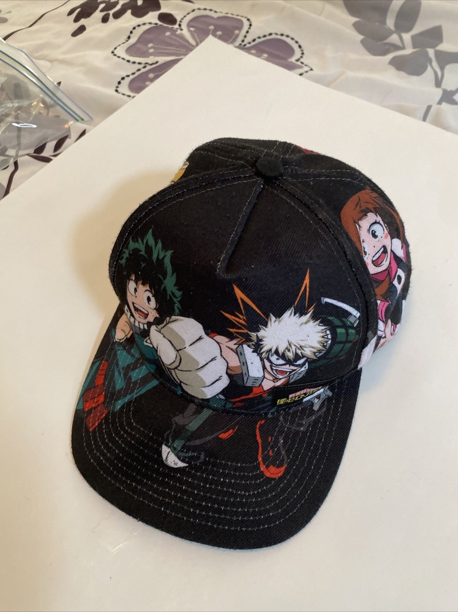 My Hero Academia Flat Bill Hat Cap Anime Show Snapback Big Logo Graphic All  Over