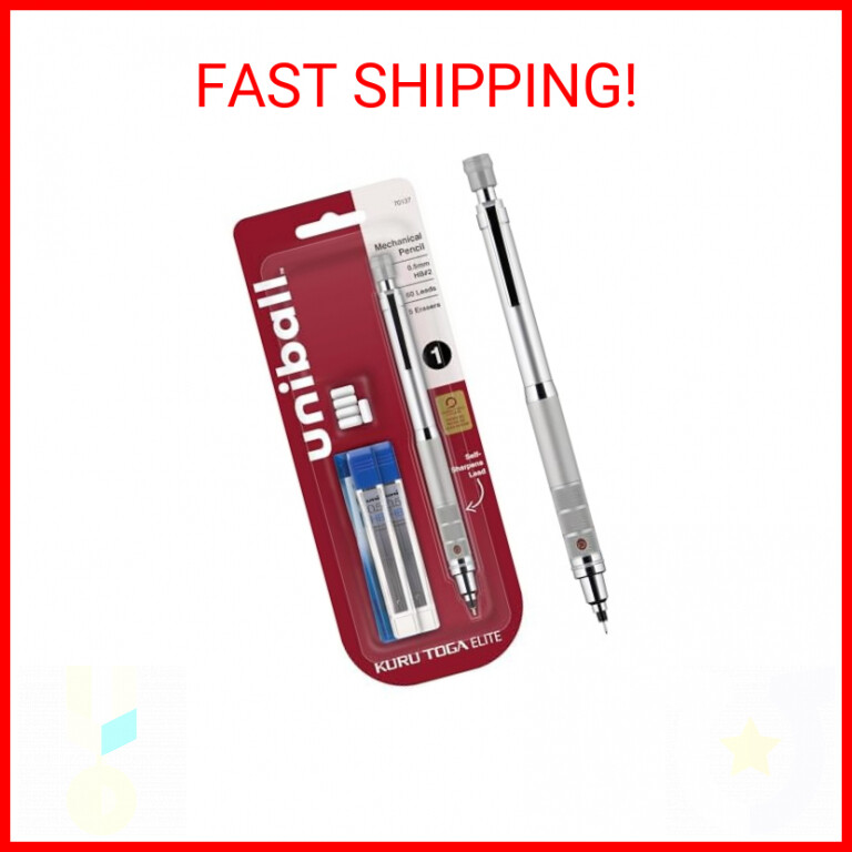 Uniball Kuru Toga Elite - Mechanical Pencil Starter Kit - Silver Barrel, 0.5mm T