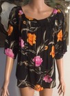 "INC" WOMEN'S  Medium BLACK MULTI FLORAL PINTUCK OFF THE SHOULDER TOP BLOUSE
