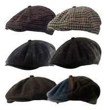 8 Panel Baker Boy Newsboy Tweed Check Panel Gatsby Ivy Flat Cap Hat