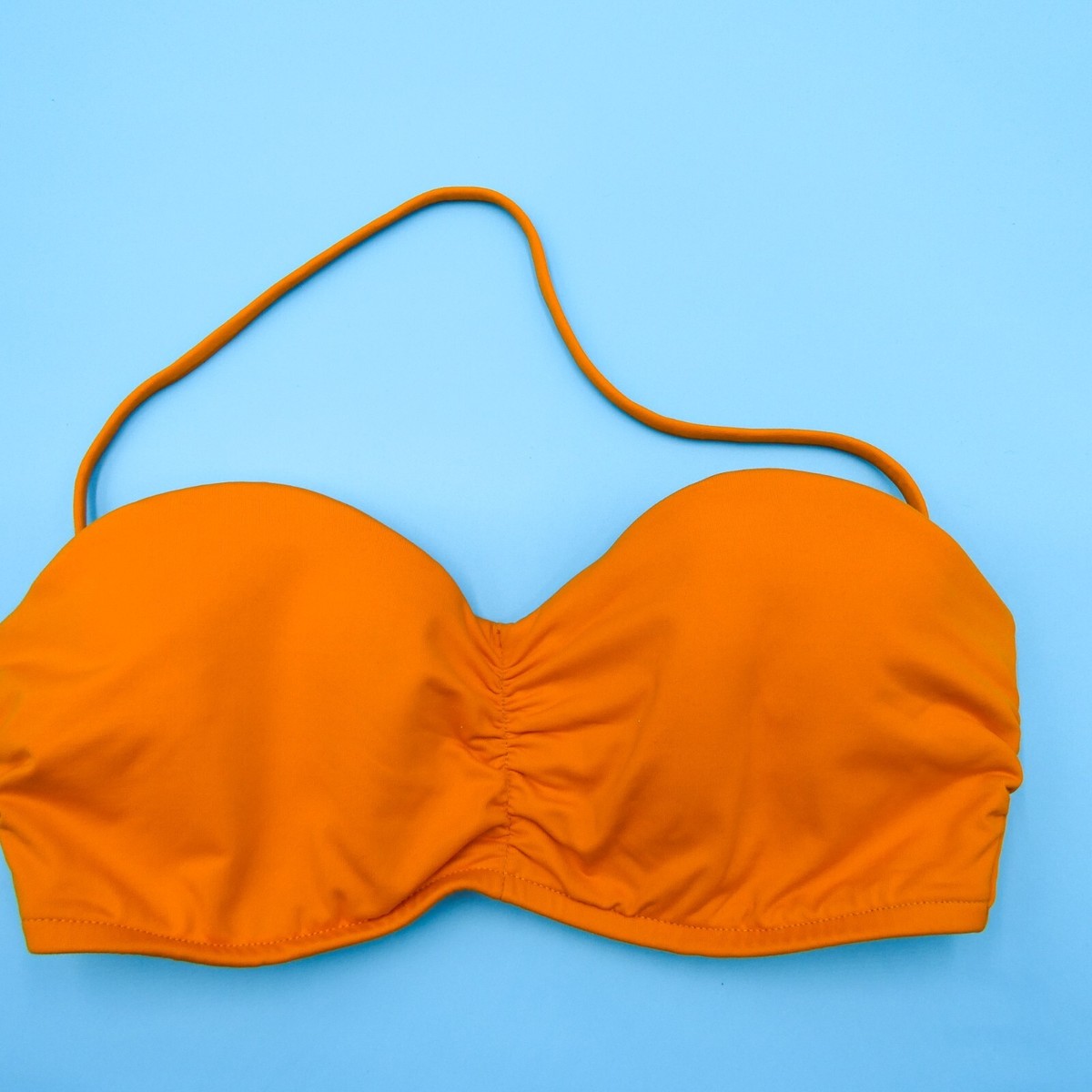 Victorias Secret 34C Orange Underwired Bikini Top Halter Padded