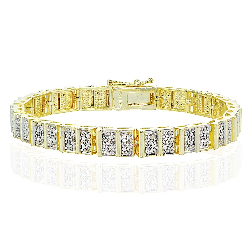 Bracelet Tennis Argent Avec Diamants - Couleur Argent, Longueur 7,5 Pouces